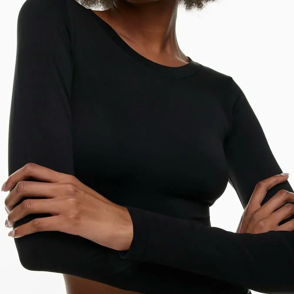 NEW Aritzia Sinch Smooth Seamless Cropped Longsleeve Top in Black, Women's Small